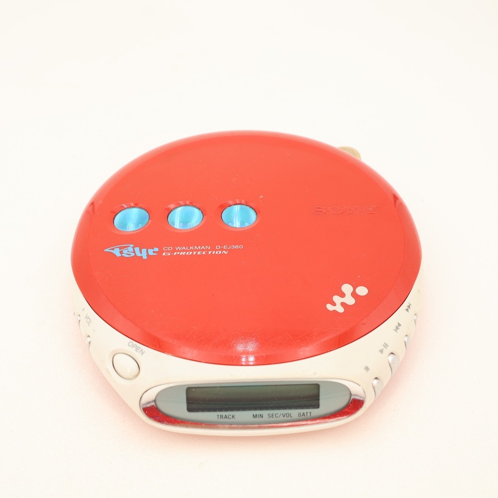 Sony Psyc CD Walkman D-EJ360 Red Portable CD Player G-Protection Y2K WORKING